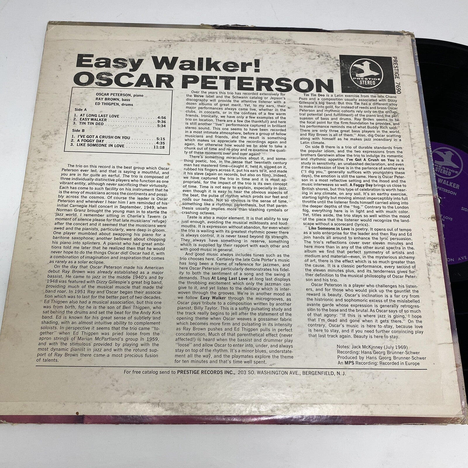 Oscar Peterson EASY WALKER! Vinyl LP Record PRESTIGE 7690 VG 