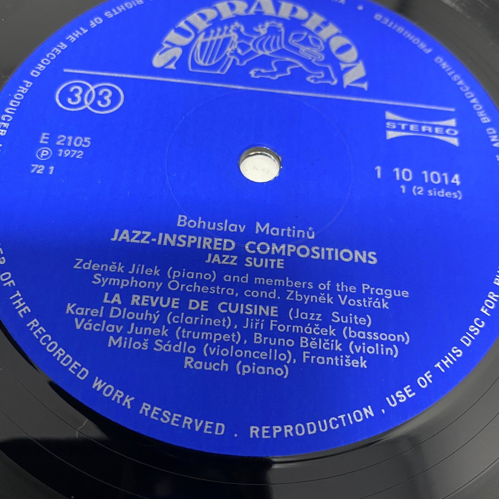 MARTINU-JAZZ INSPIRED COMPOSITIONS Vinyl SUPRAPHON LABEL Import VG+