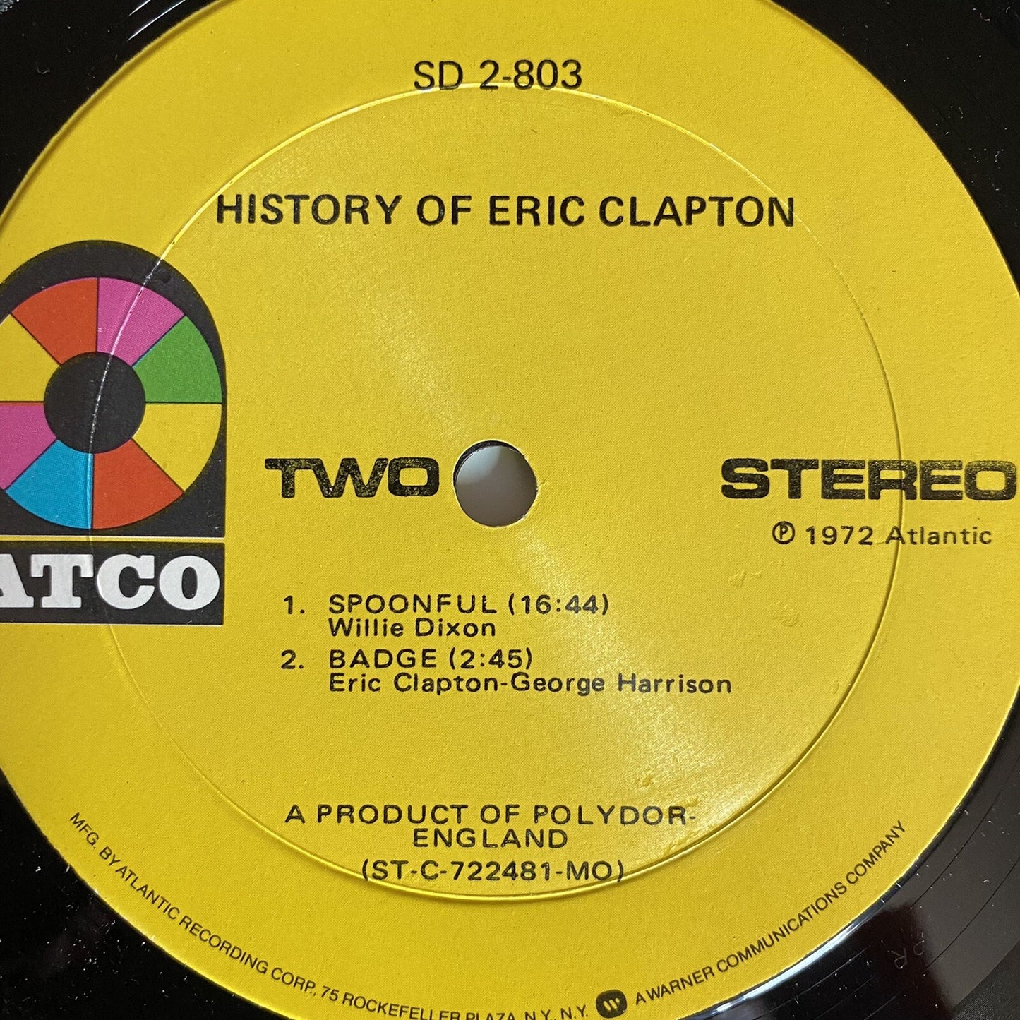 Eric Clapton HISTORY OF ERIC CLAPTON Vinyl LP Record VG+
