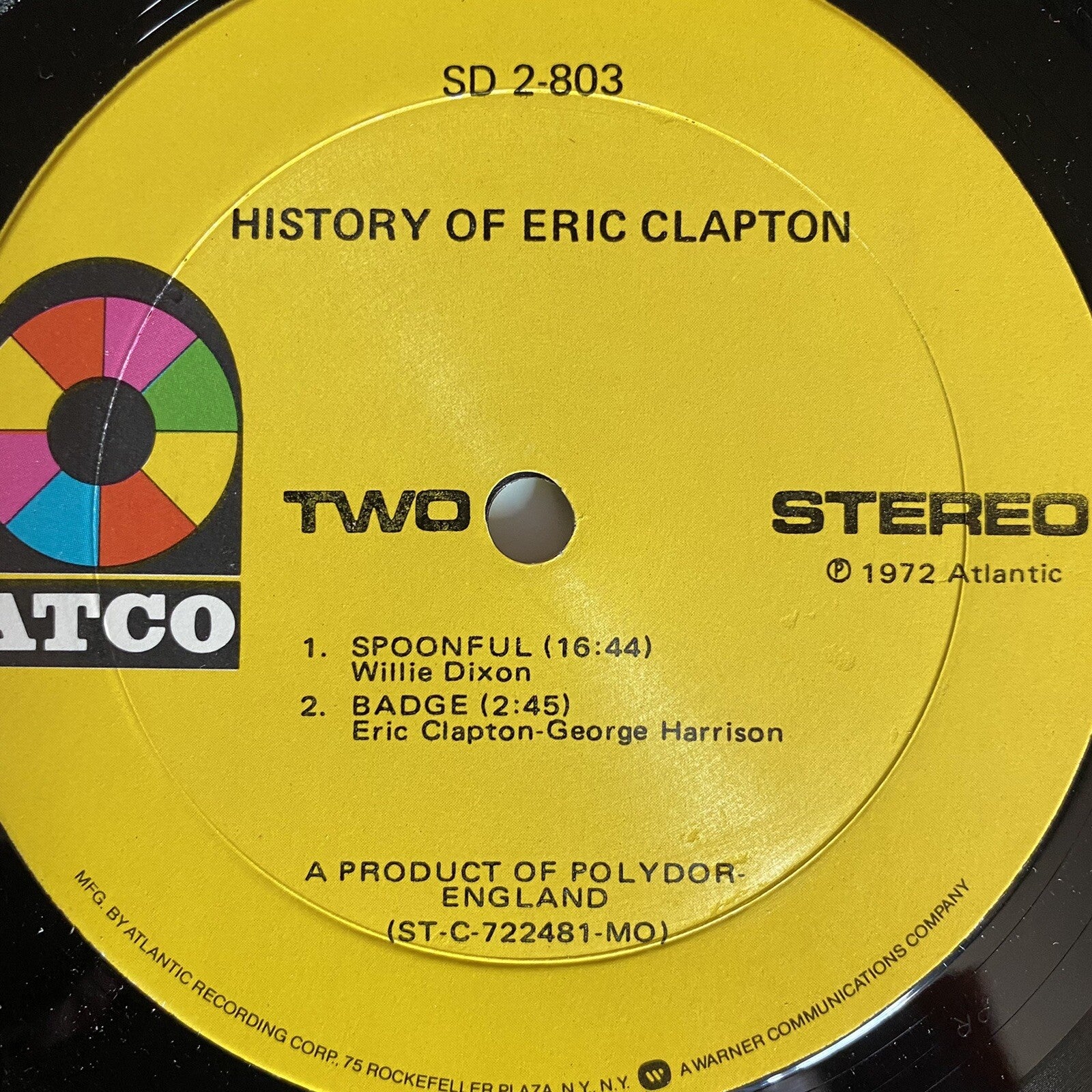 Eric Clapton HISTORY OF ERIC CLAPTON Vinyl LP Record VG+