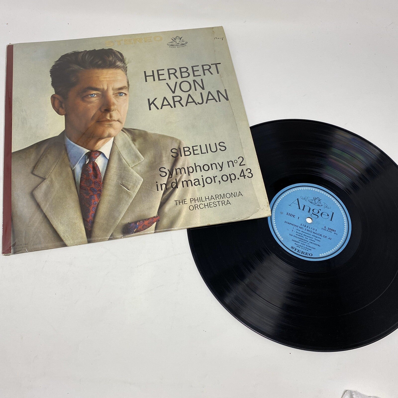 Herbert Von Karajan SIBELIUS SYMPHONY NO. 2 IN D MAJOR OP 43 Vinyl LP Record VG+